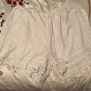Cato Shorts - White Lacy Linen Drawstring Shorts Cato Shorts - White Lacy Linen Drawstring Shorts